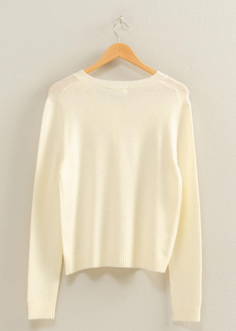 Crew Neck Buttoned Cardigan