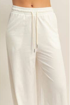 Trendy Wide Leg Sweatpants (Cream)