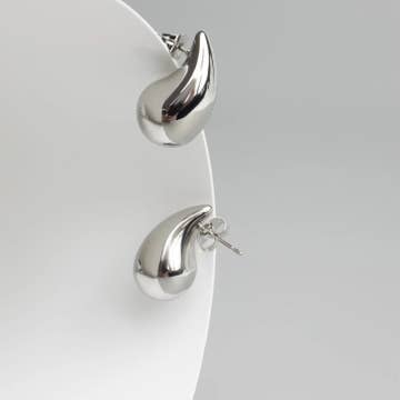 Silver Tear Drop Stud Earrings