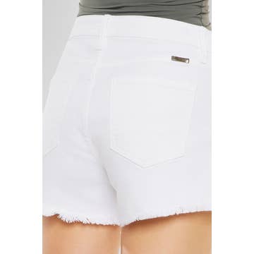 High Rise White Mom Jean Short