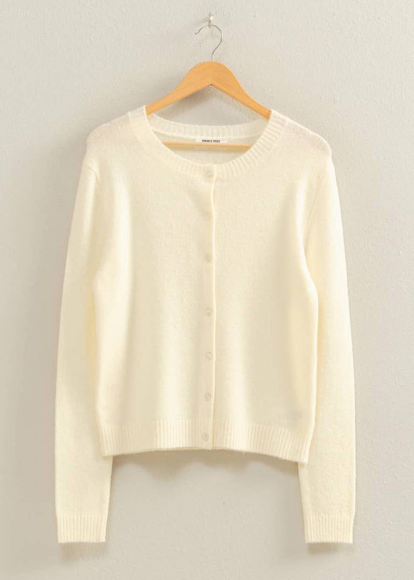 Crew Neck Buttoned Cardigan