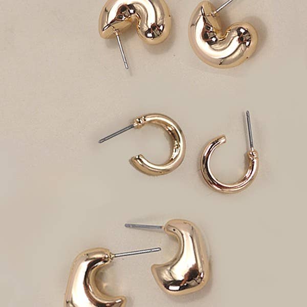Bubble Hoop Huggie Earrings Trio