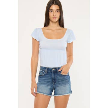 High Rise Medium Wash Jean Shorts