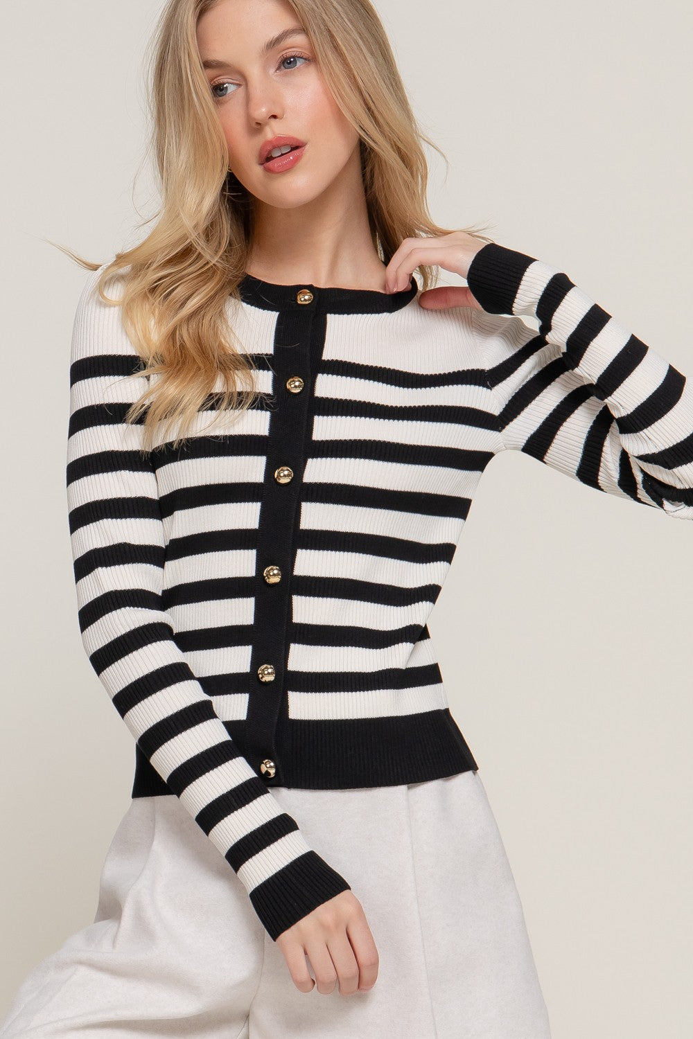 Stripe Crew Cardigan