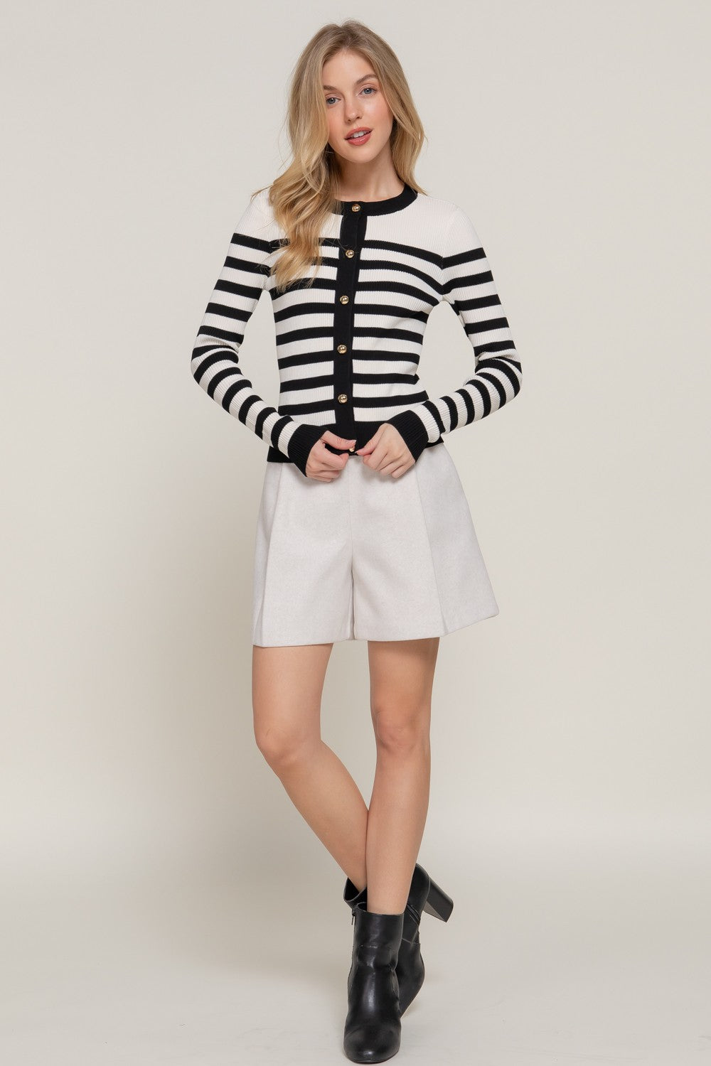 Stripe Crew Cardigan