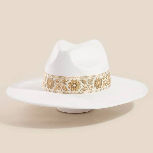 Flower Ribbon Ivory Fedora Hat