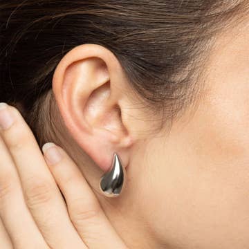 Silver Tear Drop Stud Earrings
