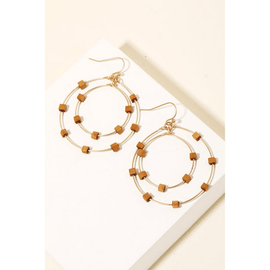 Wood Cube Bead Earrings