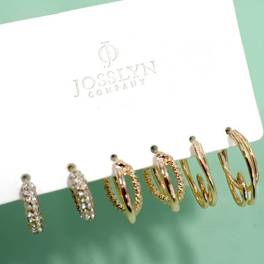 Trio Huggie Hoop Earring Set