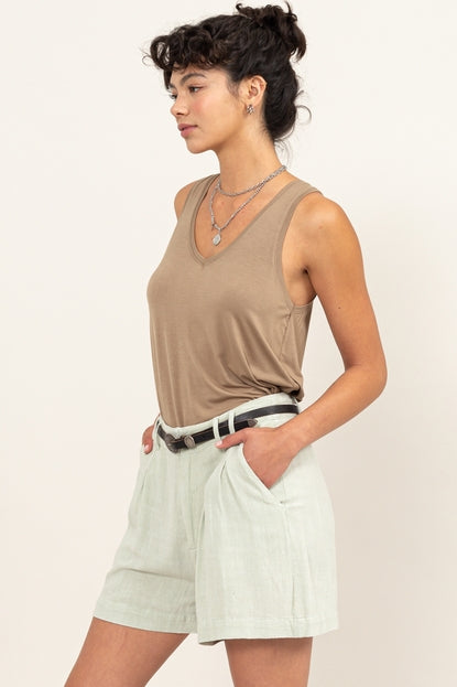 Mocha V-neck Tank