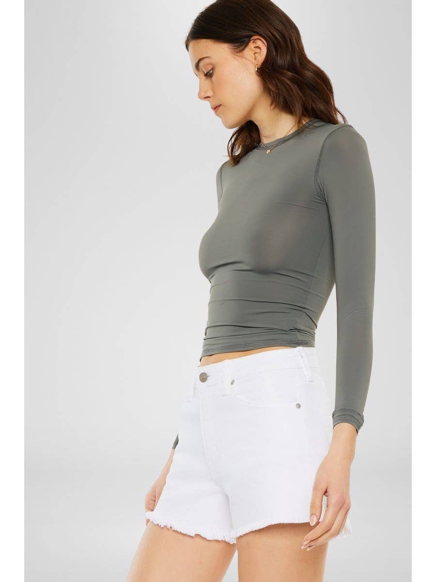 High Rise White Mom Jean Short