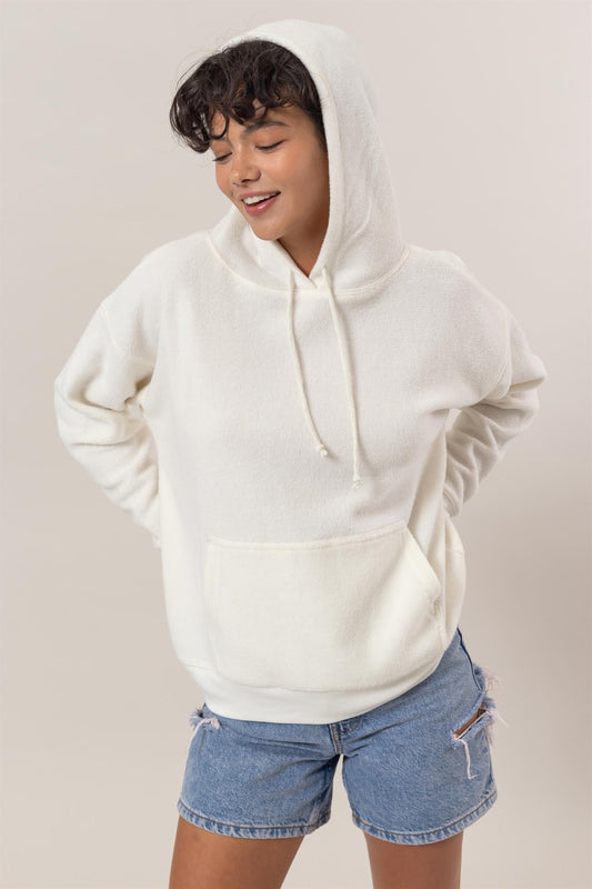 Cream Brushed Oversized Hoodie