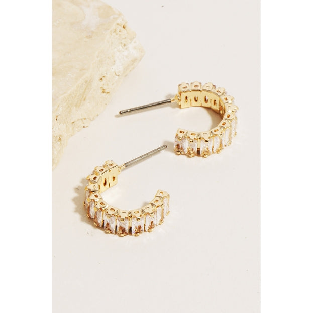 Mini Baguette Hoop Earrings