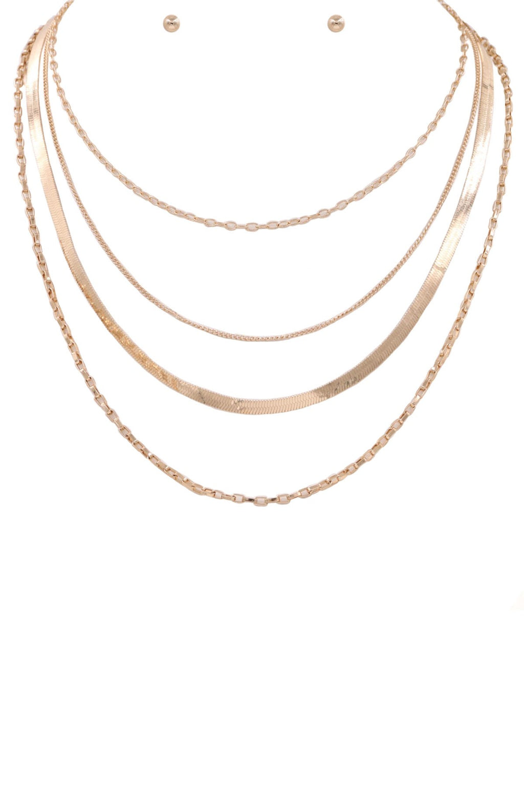 Metal Chain Layered Necklace Set