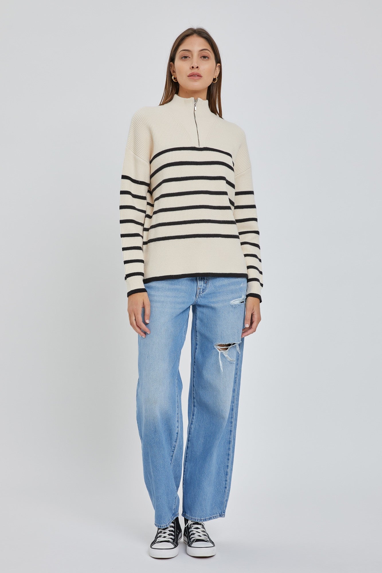 Stripe Zip Sweater