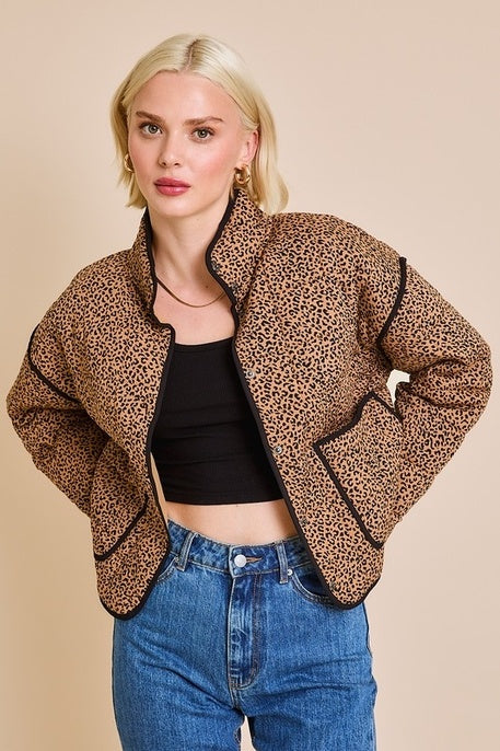 Leopard Collared Quilt Jacket