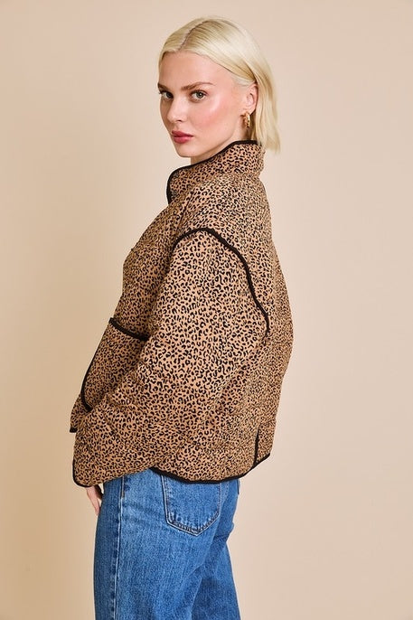 Leopard Collared Quilt Jacket