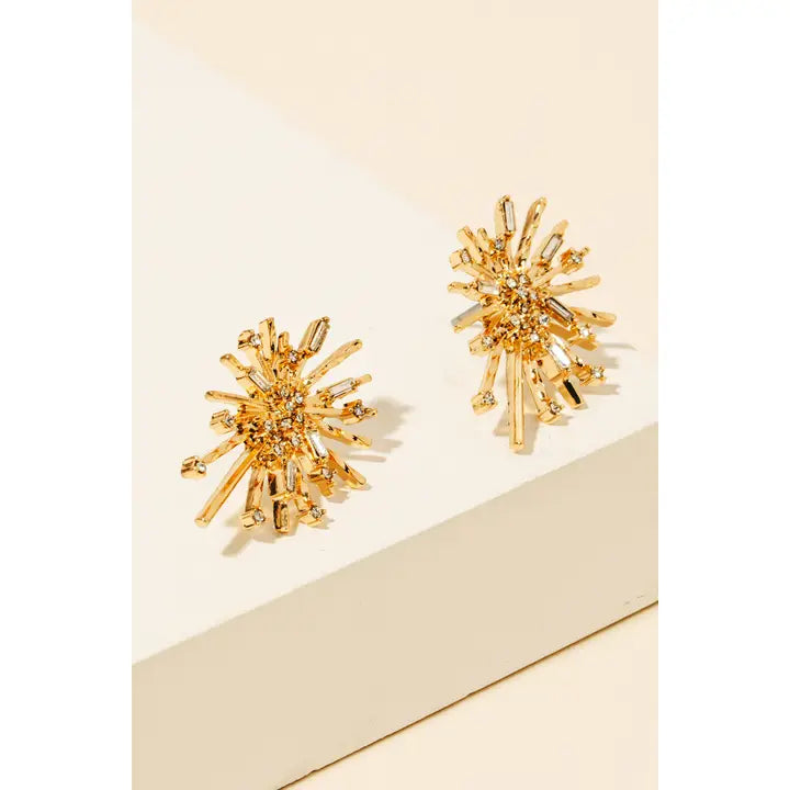 Pave Sunburst Stud Earrings