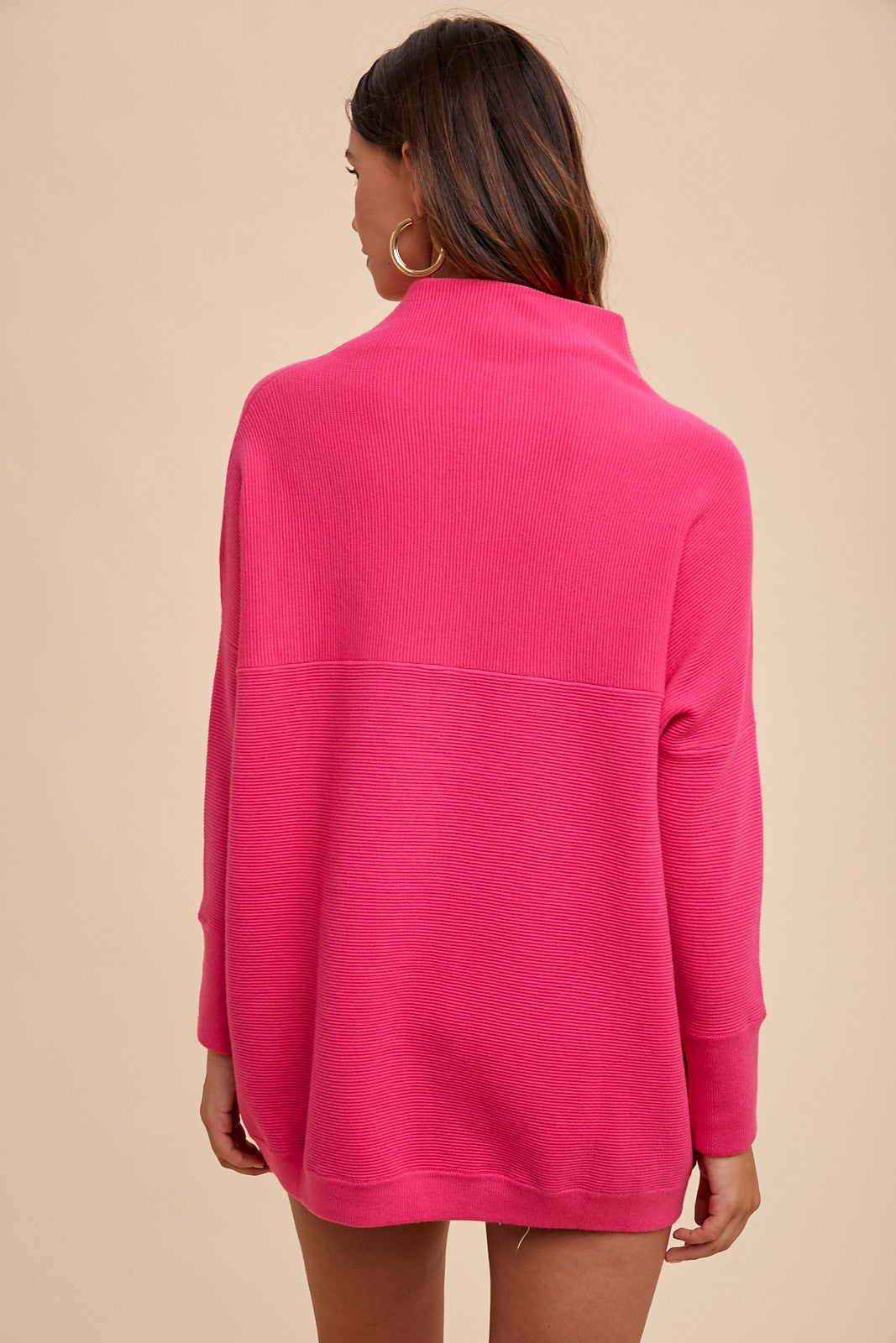 Hot Pink Oversized Fit Texture Sweater