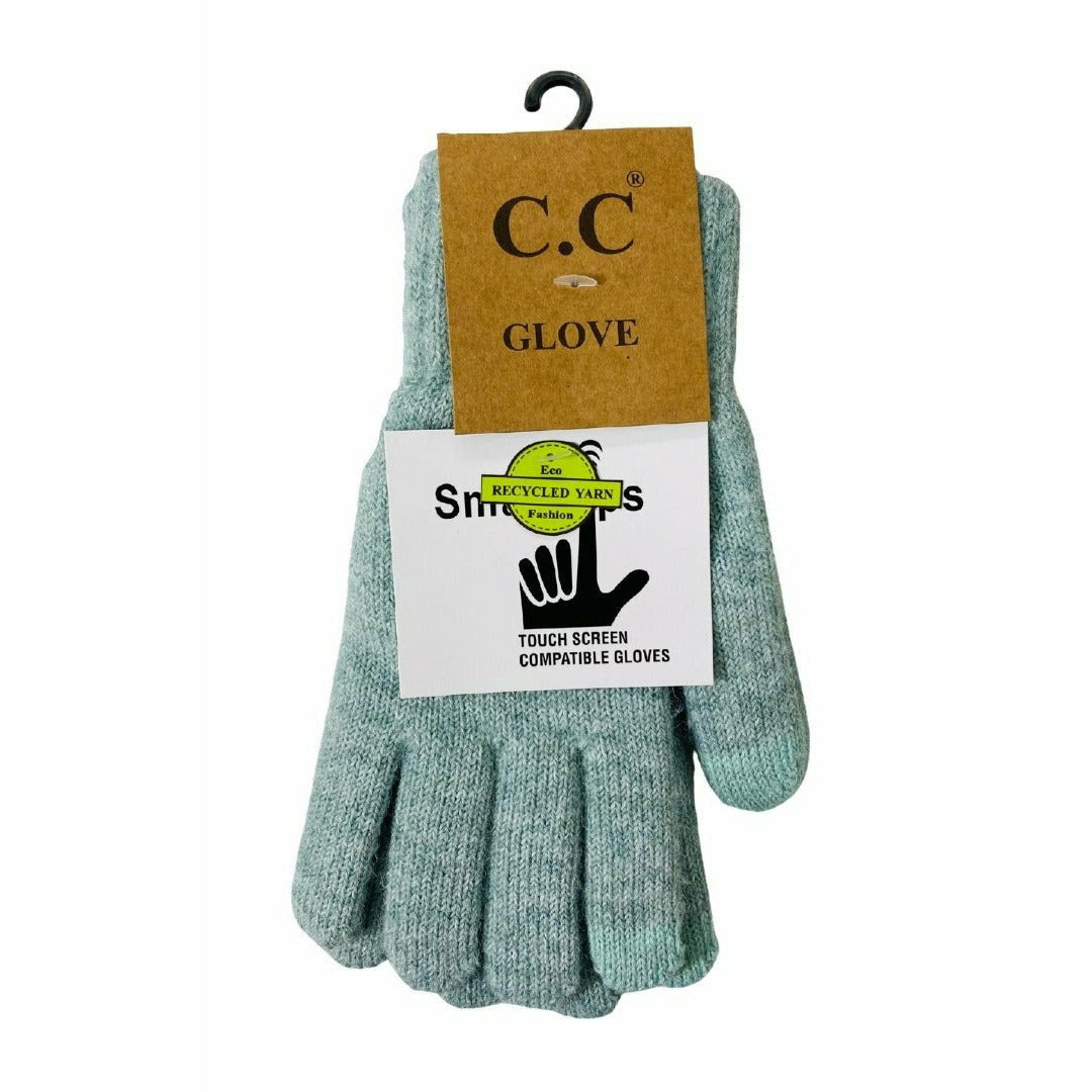 C.C Soft Knit Gloves(Heather Mint)