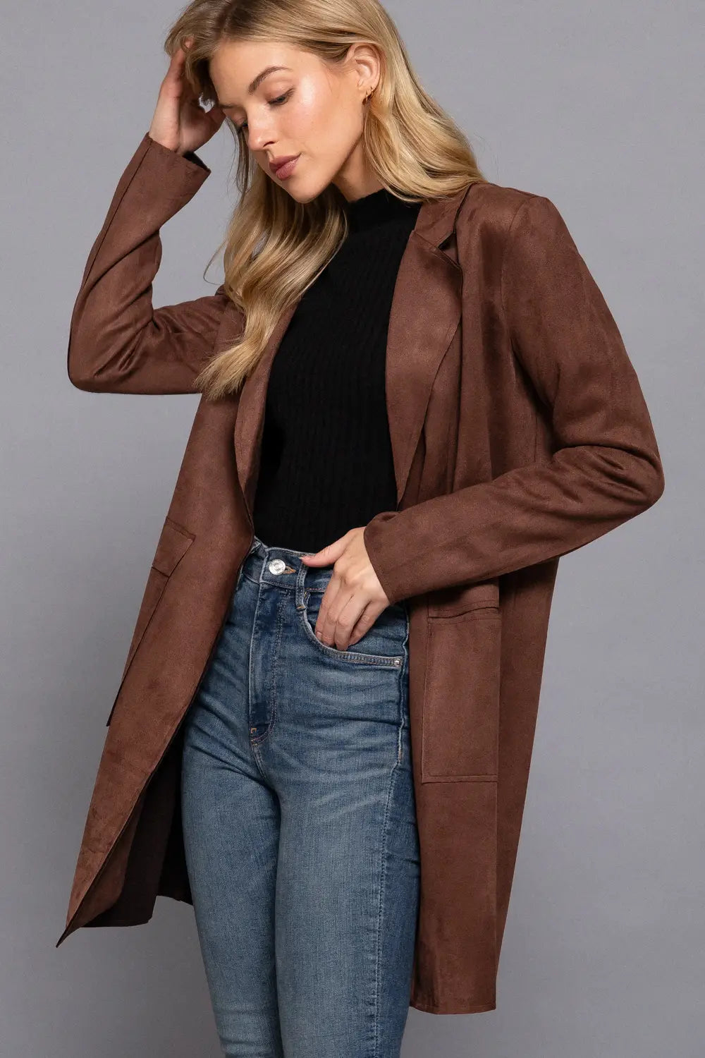 Brown Faux Suede Jacket