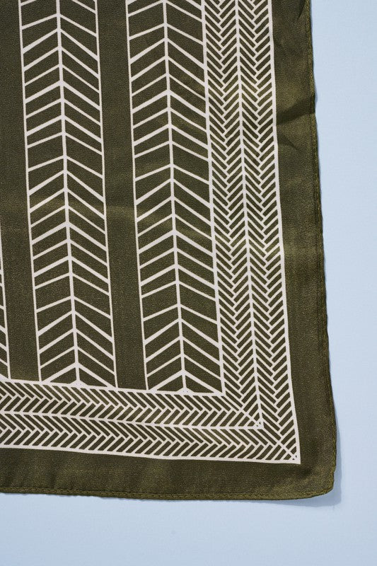 Olive Geo Silk Bandana