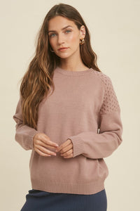 Mauve Texture Shoulder Sweater