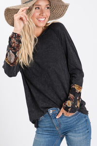 Floral Mineral Wash Top- T907