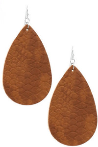 Faux Leather Earrings (Brown)
