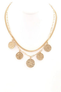 Double Layer Coin Charm Necklace