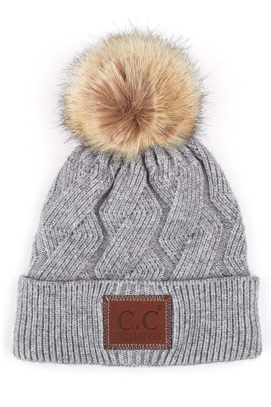 C.C Cable Beanie (Light Grey)