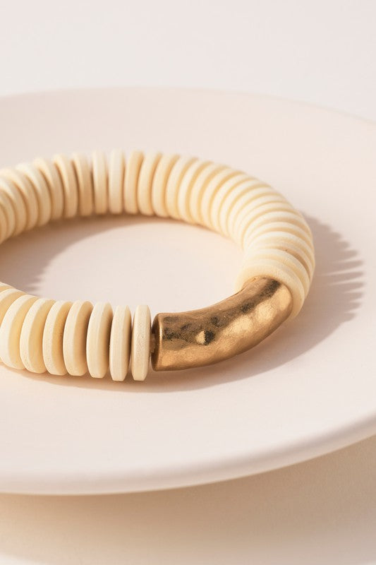 Wood Bead Bracelet (Ivory)