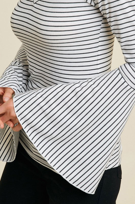 Stripe Bell Sleeve Top