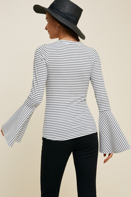 Stripe Bell Sleeve Top