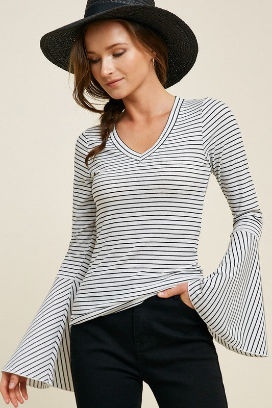 Stripe Bell Sleeve Top