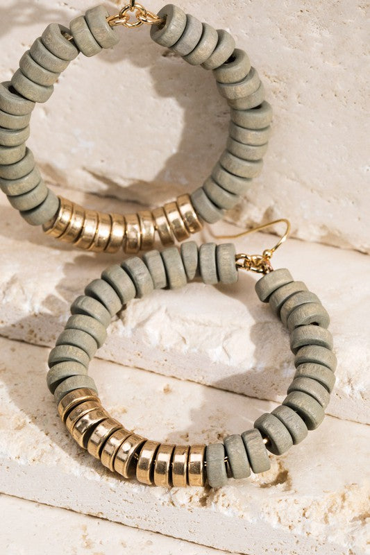 Grey Beaded Hoops