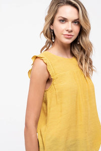 Ruffle Sleeve Tank (Mustard)