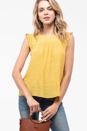Ruffle Sleeve Tank (Mustard)