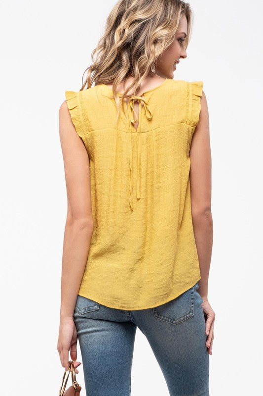 Ruffle Sleeve Tank (Mustard)