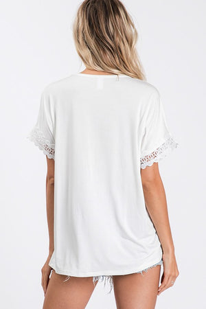 White Lace Detail Top- T1068