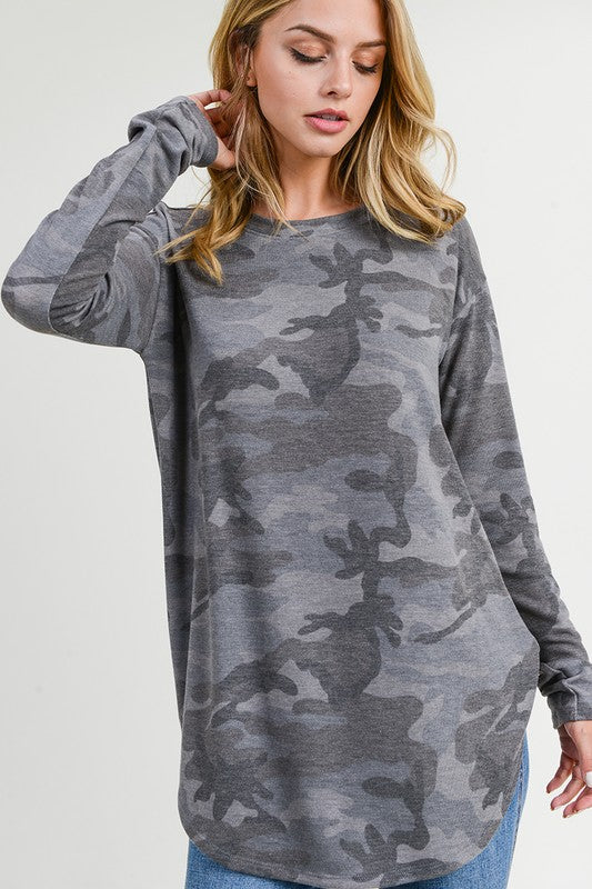 RESTOCKED! *BEST SELLER!* Charcoal Camo Top- T950