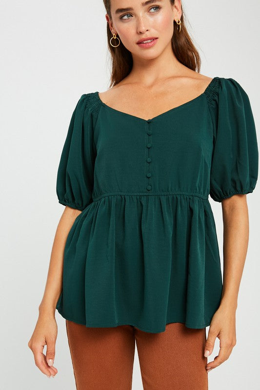 Hunter Green Smock Top
