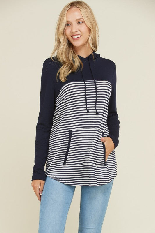 Navy Stripe Hoodie Sweater