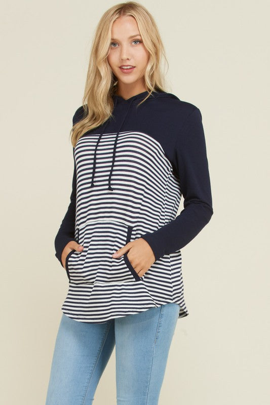 Navy Stripe Hoodie Sweater
