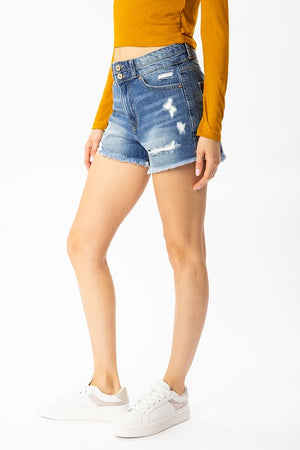 Distressed High Rise Shorts