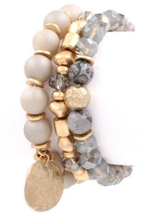 Grey Disc Charm Bracelet