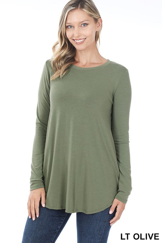 Light Olive Round Hem Top