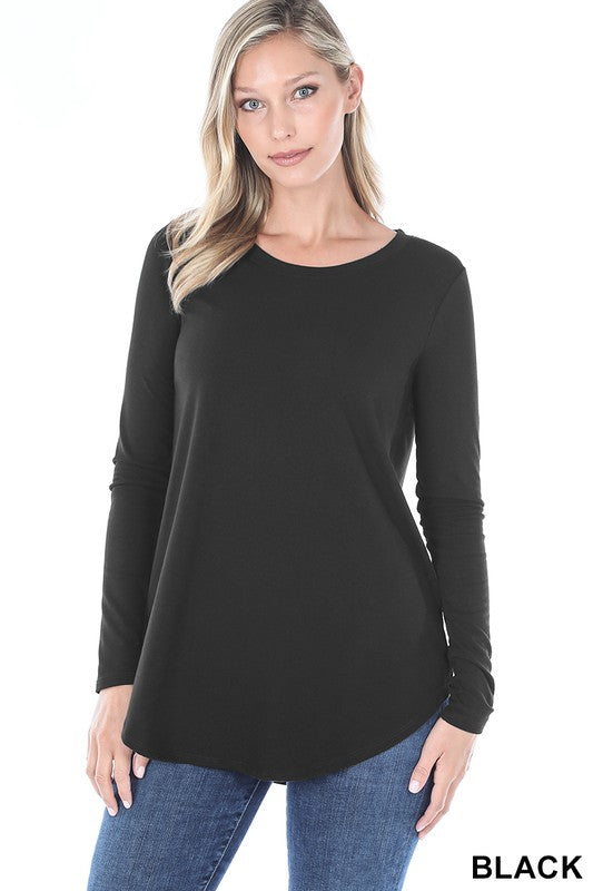 Black Round Hem Top