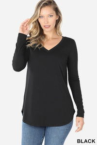 Long Sleeve V-neck (Black)