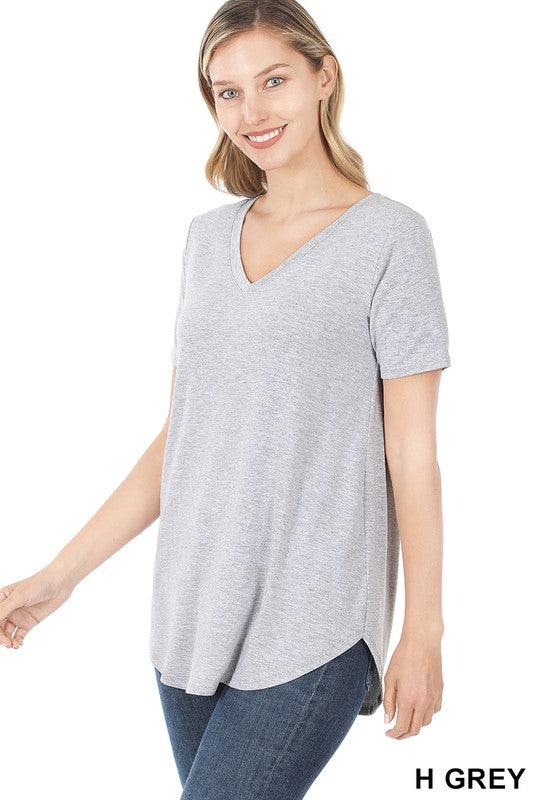 Heather Grey V-neck Short Sleeve Tee